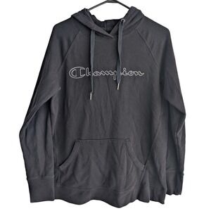 Champion Men's Medium Black Long Sleeve Hoodie Classic logo athleisure Pull Over